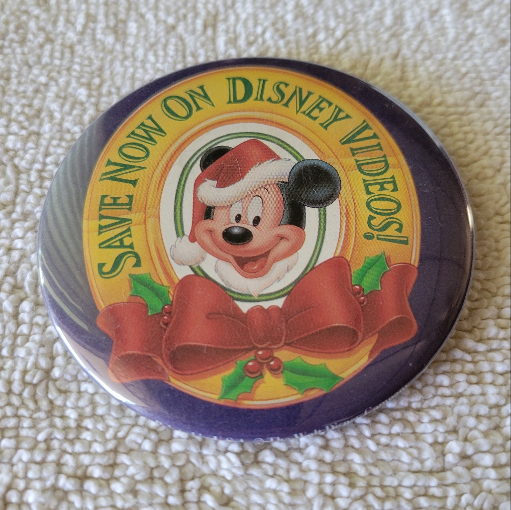 Vintage Disney Home Video Holiday Promotional Button